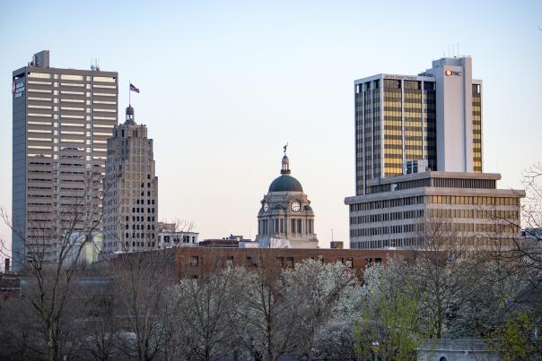 Downtown Fort Wayne Spring Skyline - From Headwaters Park in Fort Wayne, Indiana