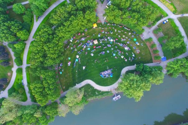 Concert along Fort Wayne's riverfront - Bird's Eye View in Downtown Fort Wayne
