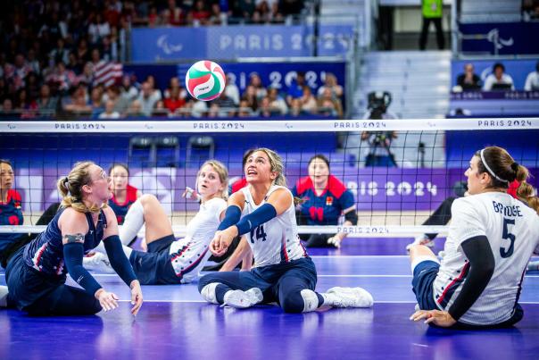 ParaVolley women athletes compete during the 2024 games in Paris