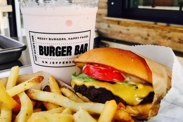 Burger Bar with fries, burger, milkshake