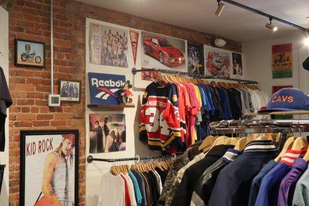 Clothing rack inside Summit City Vintage