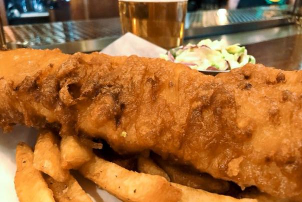 Close up of fish and chips at J.K. O'Donnell's Irish Ale House in downtown Fort Wayne