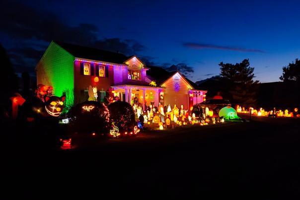 Halloween Lights Display at 1934 W Autumn Lane, Fort Wayne.