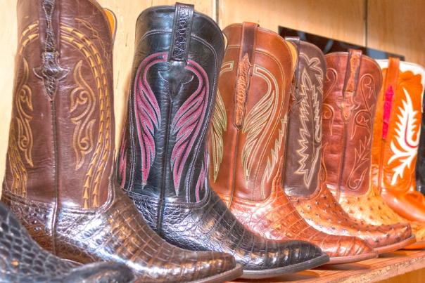 Cowboy Boots On Display At Leddy's Boots In Fort Worth, TX