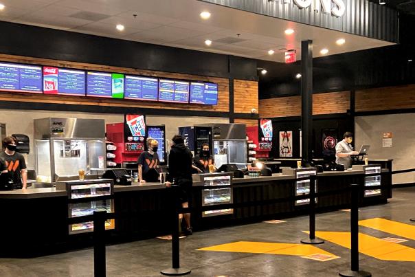 The concession stand at the Warehouse Cinemas in Frederick, MD