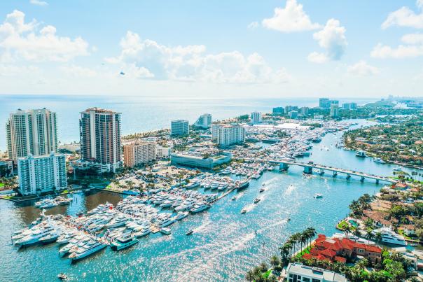 Aerial view of the Fort Lauderdale International Boat Show