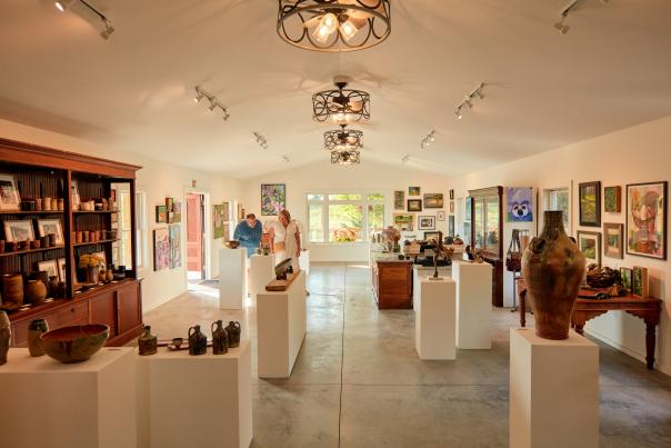 Couple exploring Burnt Sienna Gallery and Studio