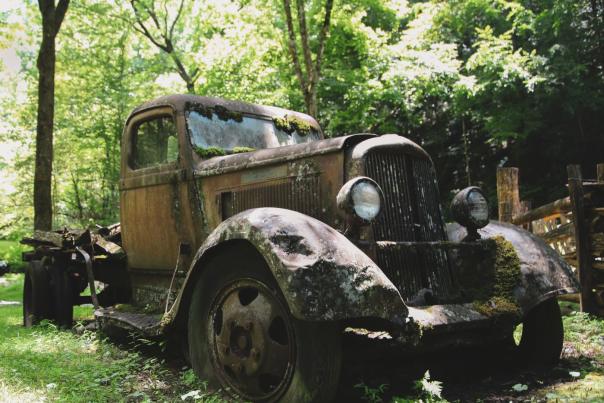 Antique truck on the grounds of Ely's Mill.