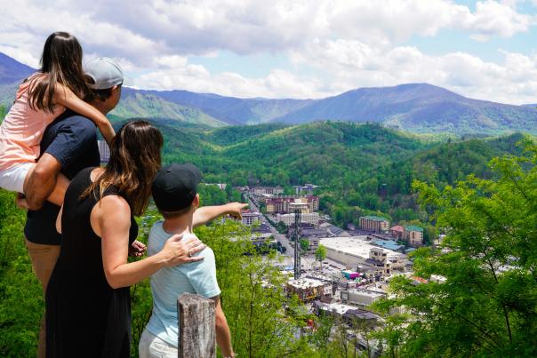 Family overlooking Gatlinburg