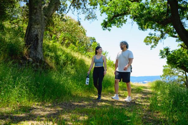 Couple hiking in the nearby hills