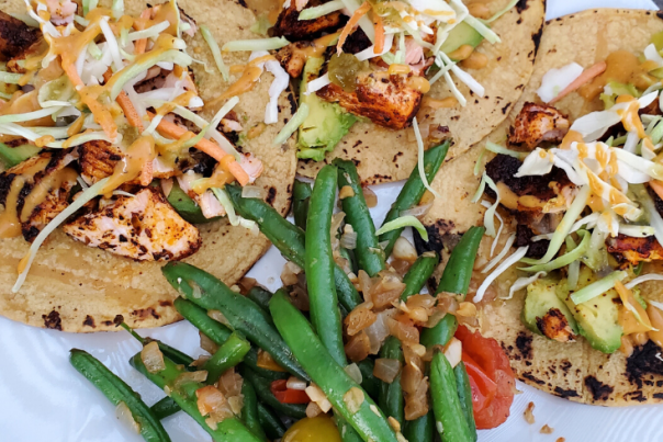 Garlic Blackened Salmon Tacos