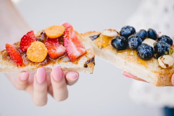 Fruit on toast for breakfast