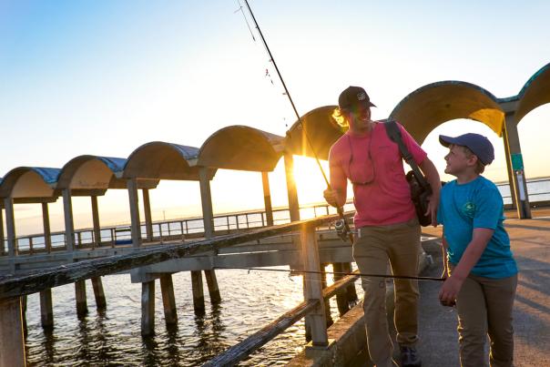 The Jekyll Island Fishing Pier provides ample space for beginner and avid fishermen to enjoy the bountiful waters.
