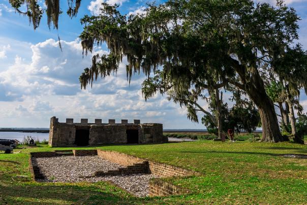 View of Fort Frederica National Monument on St Simon Island in Georgia