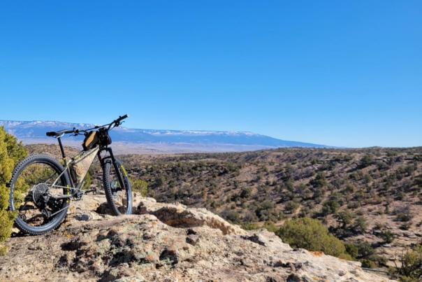 Mountain Bike with Grand Mesa in the Background