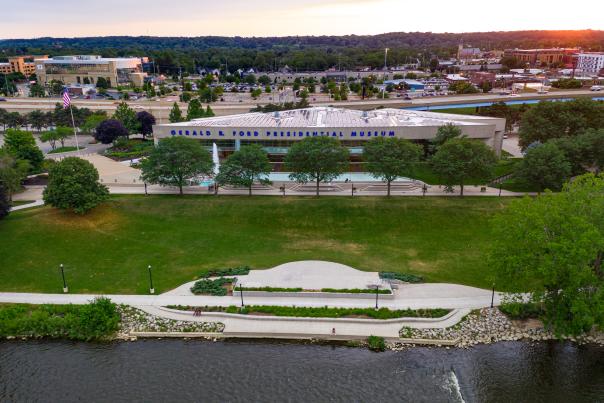 Gerald R. Ford Presidential Museum- River View from above centered