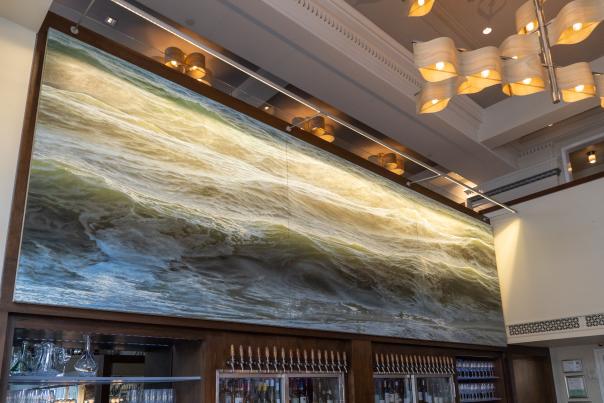 Open Water painting on display at Reserve In Grand Rapids, MI
