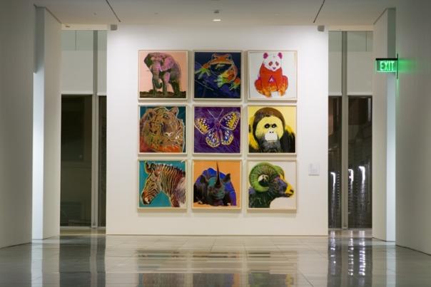 Grand Rapids Art Museum lobby with Warhol paintings