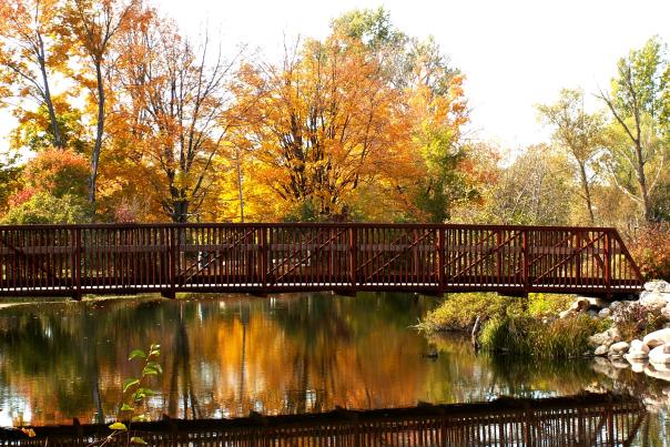 Bridge over Ausable in fall