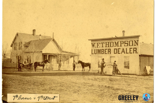 Intersection of 7th Avenue and 9th Street. Courtesy Weld County Images Collection. A1-2632