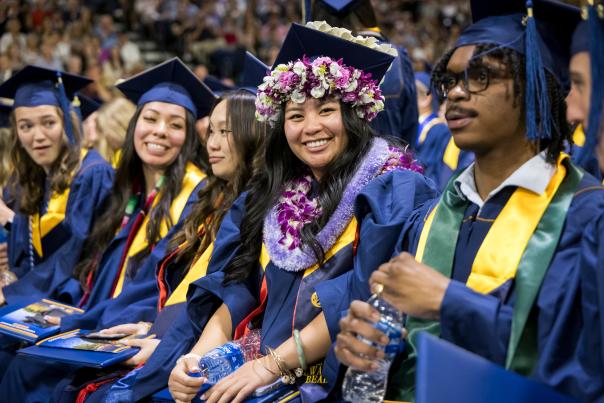Grads waiting for commencement to start at UNC's spring graduation