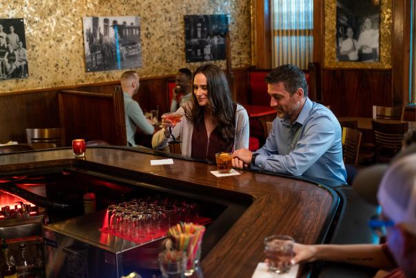 Couple sharing a drink at the union hotel bar