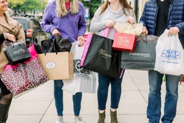 group with shopping bags