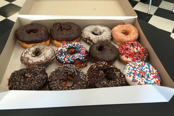 A delicious dozen donuts from Red's.