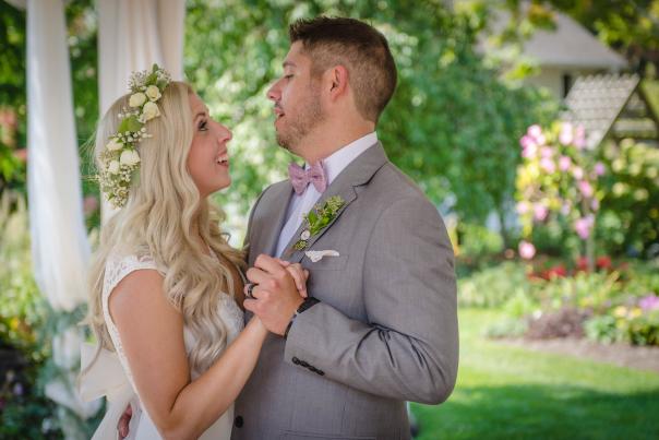 Rose & Matt at their wedding at Avon Gardens