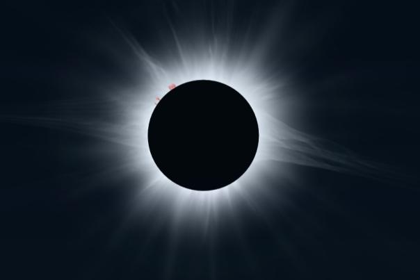 Image of the sky with the moon passing the sun during a total solar eclipse