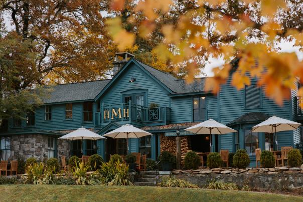 The exterior of Highlander Mountain House in Highlands, North Carolina.