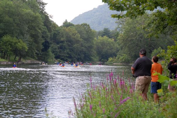 Family fishing along the Juniata River