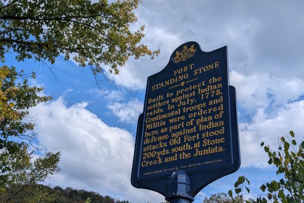 Fort Standing Stone Historic Marker along Penn St near Standing Stone Creek