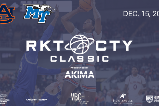 Poster with Rocket City Classic logo, logos for hosting organizations and the date, December 16, 2026.