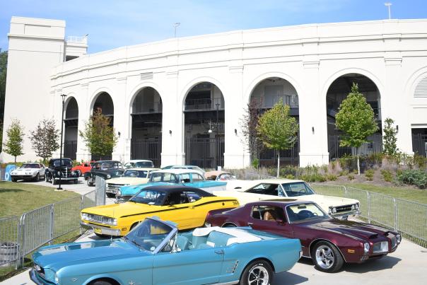 Antique Cars in front of The Orion Amphitheater
