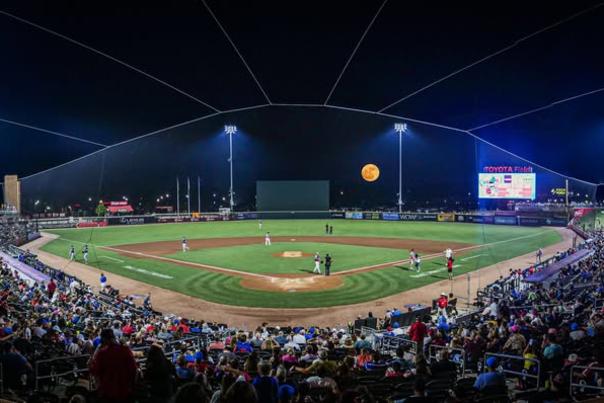 A full crowd at a Trash Pandas game at Toyota Field