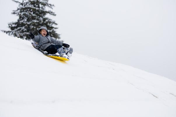 sledding at Fort Harrison