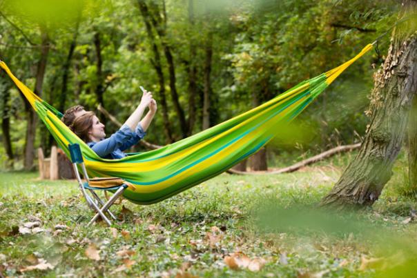 Hammock outdoors in the woods