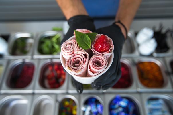 Rolled ice cream makes a tasty bouquet of flavor.