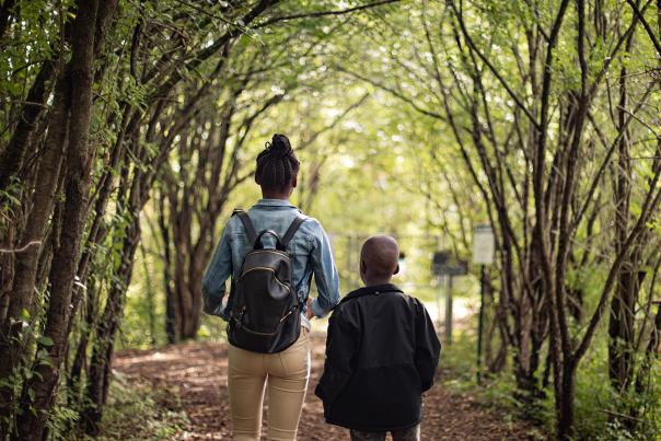 Sapsucker Woods walk mother and son