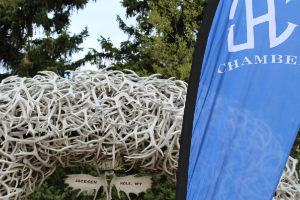 jackson hole chamber flag and antler arch