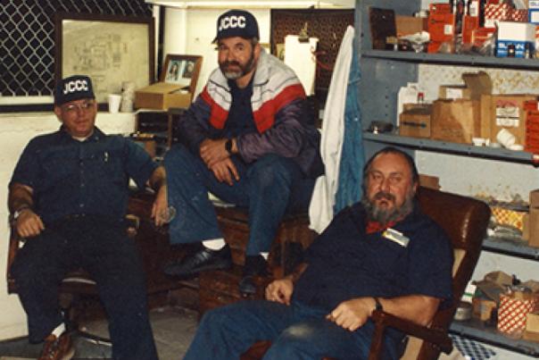 Larry Neal, Ed Hanauer, and Richard Bauman in the plumbing shop in MSP