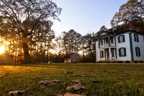 Bentonville's Harper House as the sun sets