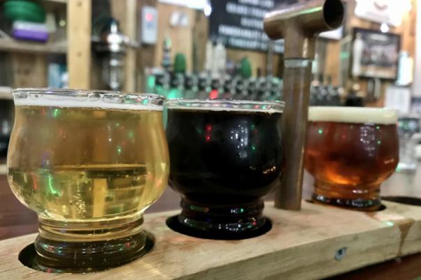 Flight of beers at Final Gravity
