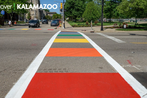 Pride Crosswalk Downtown Zoom Background