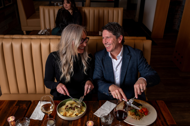 Couple enjoying their meal at Isagani F2T Cafe Lounge in Kamloops, BC