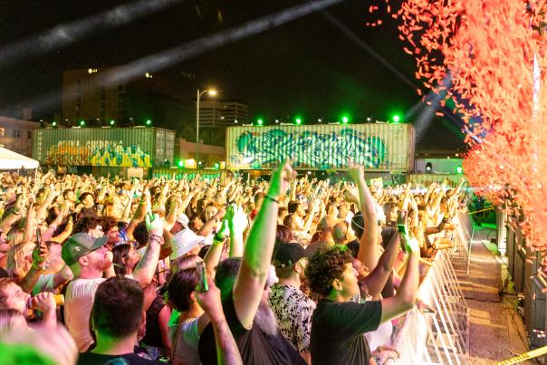 Crowd cheers during music festival in Wichita, KS