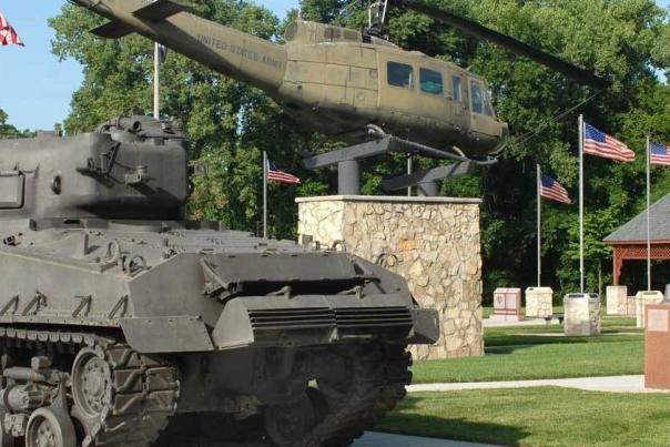 A tank and helicopter at the Emporia Veterans Memorial