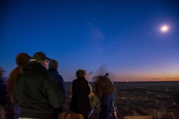 Group stargazes near Mount Sunflower in Western Kansas