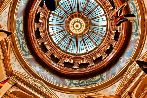Lavish interior of the Kansas Capitol Dome in daylight